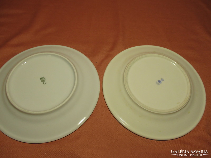 2 Zsolnay blue striped small plates