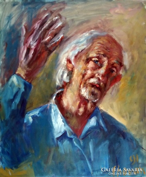 Chovan Lóránt festőművész, (Mitrovica, 1913 – 2007) Integető önarckép c. alkotása