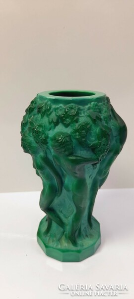 Art deco malachit üveg váza Curt Schlevogt - 51490