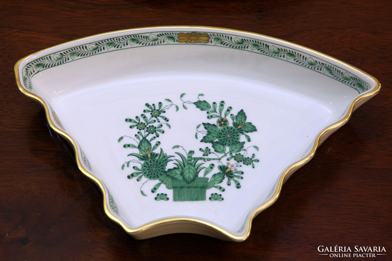 Herend Green Indian Basket Pattern Appetizer Set | fv hors d'oeuvres set serving tray bowl