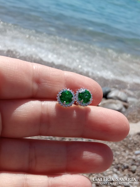 Green topaz 925 silver earrings