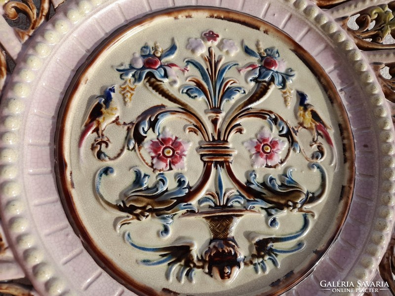 Adolf Raschka Viennese majolica openwork decorative wall bowl