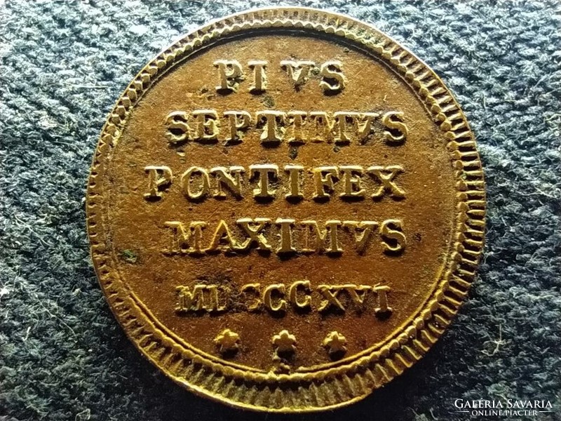Papal State vii. Pius 1 quattrino 1816 r (id65107)