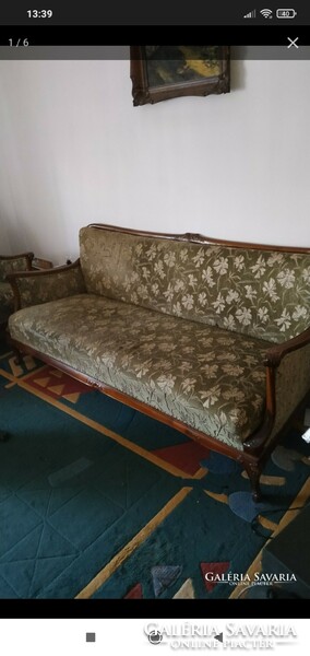 Seating set, sofa, 2 armchairs, table