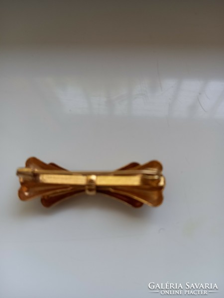 Vintage retro rose gold bow brooch