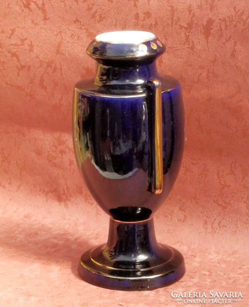 Antik Szakmáry Hólloháza cobalt blue vase 32 cm