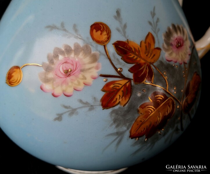 Dt/288. Antique, unmarked, hand-painted floral porcelain tea set for 3 people