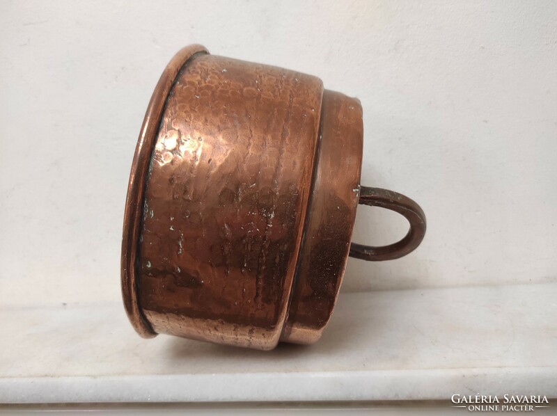 Antique kitchen tool tinned red copper heat-keeping cover hood 486 7705