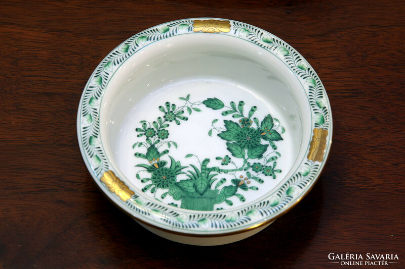 Herend Green Indian Basket Pattern Appetizer Set | fv hors d'oeuvres set serving tray bowl