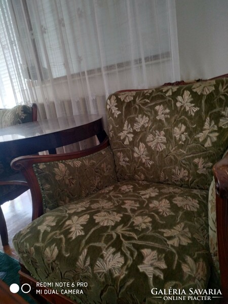 Seating set, sofa, 2 armchairs, table