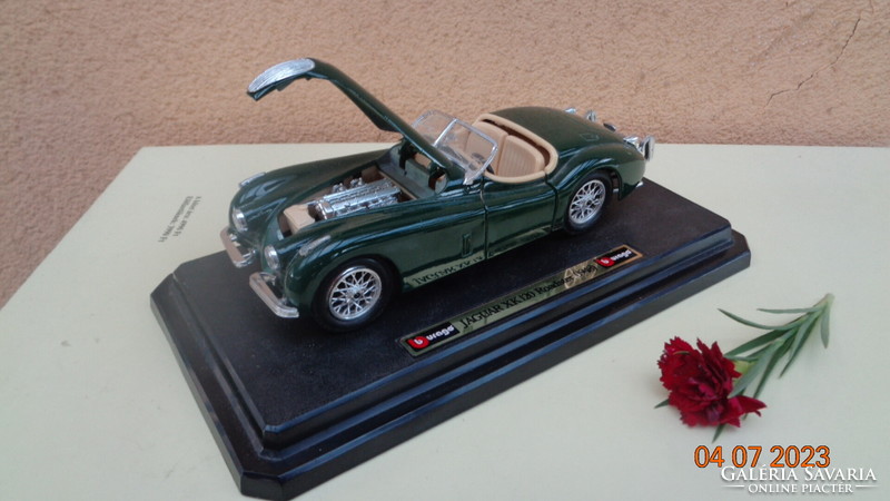 Jaguar xk 120 roadstar 1948. Burago, Italian, cabriolet sports car, 18.5 cm