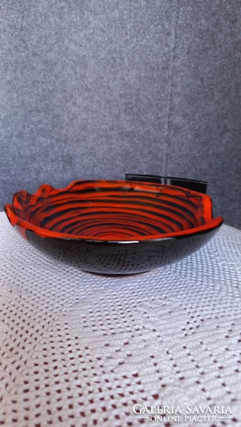 Retro flawless applied art ceramic ashtray/tray, marked, height: 5.5 cm, diameter: 20 cm