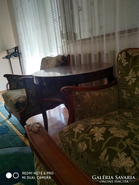 Seating set, sofa, 2 armchairs, table