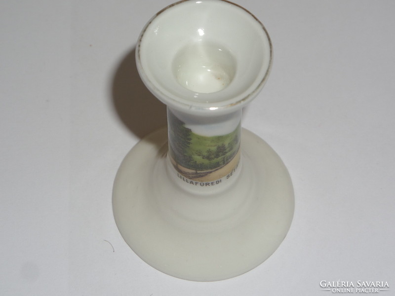 Antique, old porcelain candle holder, souvenir (Lillafüred promenade)