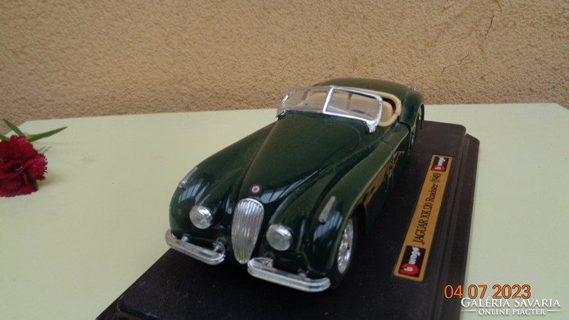 Jaguar xk 120 roadstar 1948. Burago, Italian, cabriolet sports car, 18.5 cm