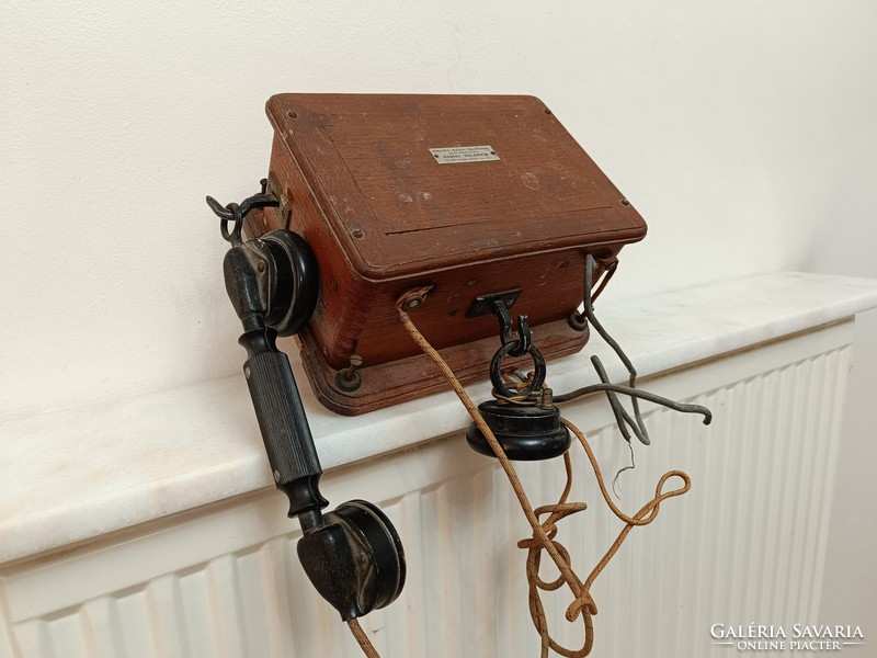 Antique telephone wall-mounted wooden box earphone wooden telephone with earpiece listening starožitný telefón 208 7501