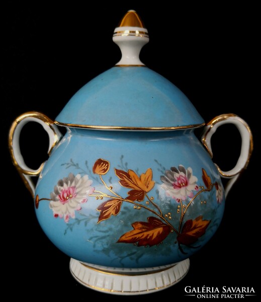 Dt/288. Antique, unmarked, hand-painted floral porcelain tea set for 3 people