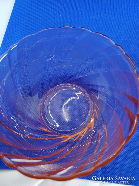 Francia jelzett lazac színű üveg pudingos tálka
