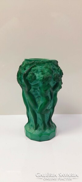 Art deco malachit üveg váza Curt Schlevogt - 51490