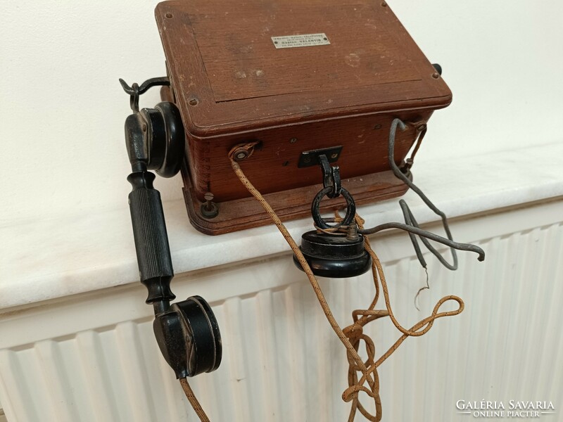 Antique telephone wall-mounted wooden box earphone wooden telephone with earpiece listening starožitný telefón 208 7501