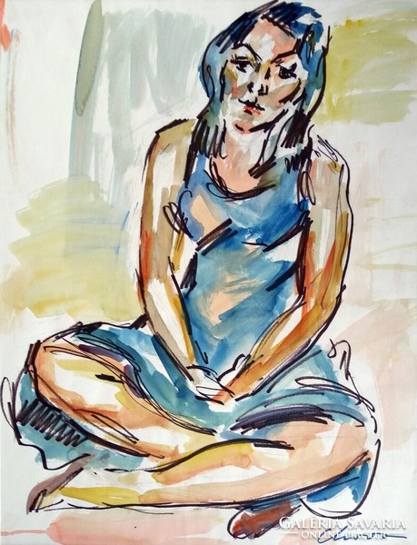 Chovan Lóránt festőművész, (Mitrovica, 1913 – 2007) Meditáló hölgy c. alkotása
