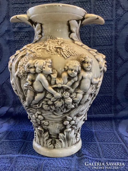 Capodimonte marked putto faun head vase