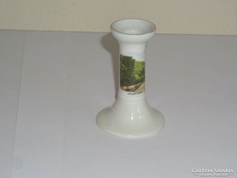 Antique, old porcelain candle holder, souvenir (Lillafüred promenade)