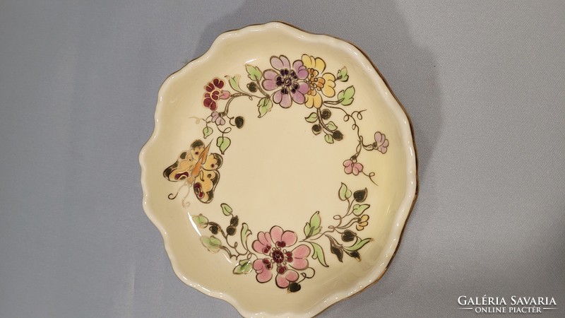 Zsolnay butterfly hand-painted porcelain ring tray, tray