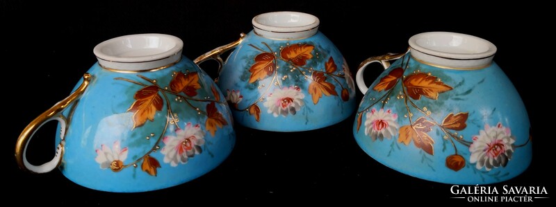 Dt/288. Antique, unmarked, hand-painted floral porcelain tea set for 3 people