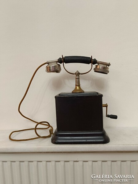 Antik telefon asztali fekete fém kurblis készülék 961 7649