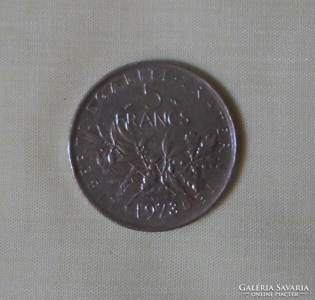 Francia pénz – érme, 5 franc / frank (1973)