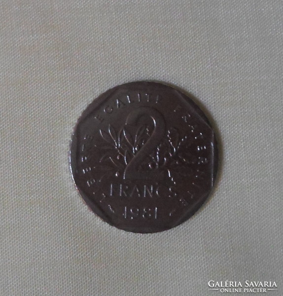 French currency - coin, 2 francs (1981)