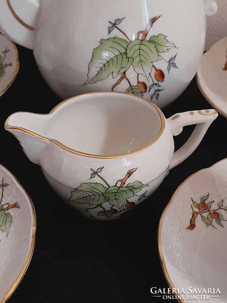Herend rosehip coffee set with Hecsedli pattern, 5 cups