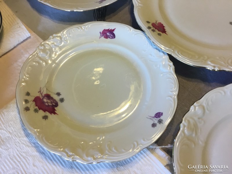 Antik lengyel porcelán süteményes készlet 1 nagy 5 kicsi Walbrzych,