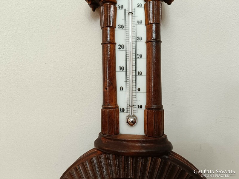 Antique neo-baroque tin German barometer richly carved wall thermometer not working French 984 7673