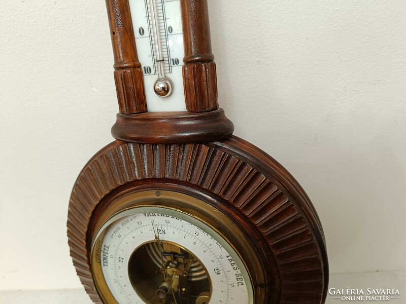 Antique neo-baroque tin German barometer richly carved wall thermometer not working French 984 7673