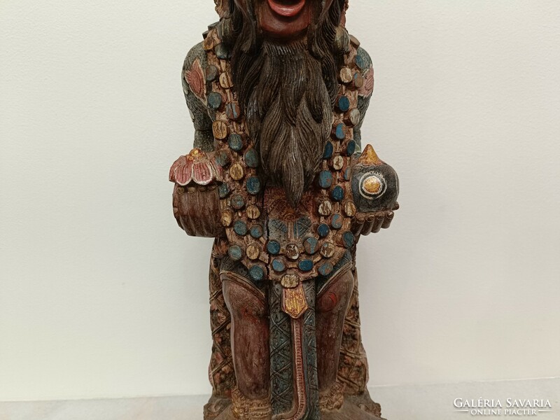 Antique Indonesian Monk Painted Wooden Statue Bali 913 7547