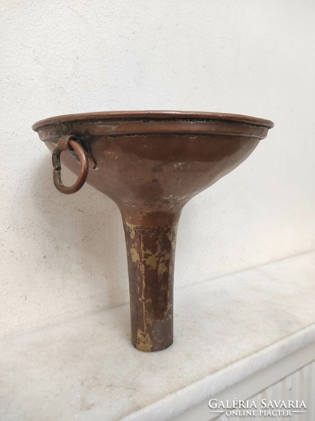 Antique kitchen tool red copper wine winery funnel 575 7536