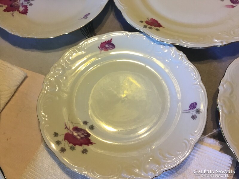 Antik lengyel porcelán süteményes készlet 1 nagy 5 kicsi Walbrzych,