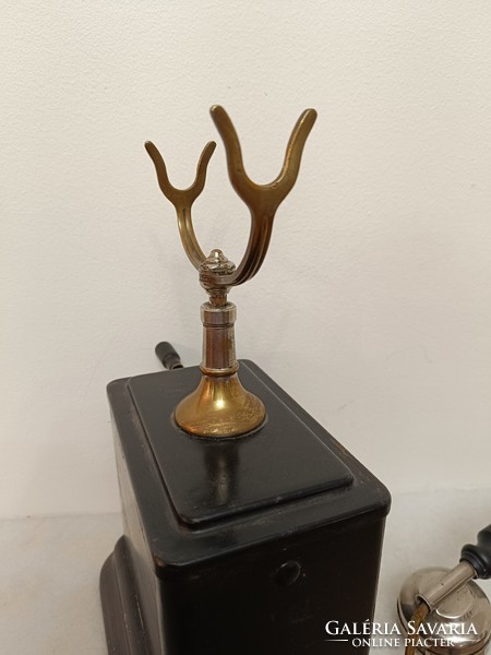 Antique phone desk black metal crank device 961 7649