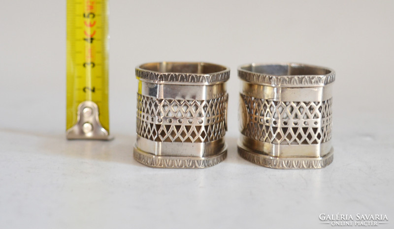 Pair of silver napkin rings. Art deco style openwork monogrammed nf62