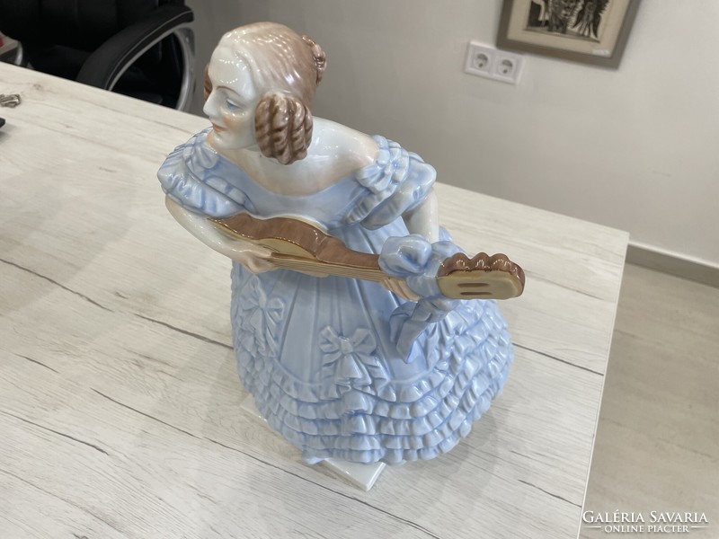 Herendi kék Déryné porcelán figura nagy méret 37cm Ligeti Antal terve