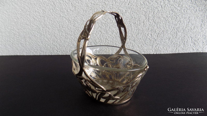 Antique silver art nouveau basket with handles!