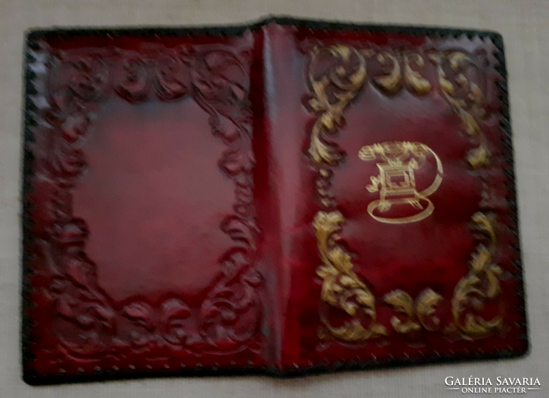 Handmade printed patterned silk lined leather folder book cover with small notepad inside