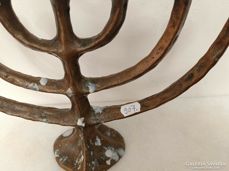 Antique menorah Judaica copper Jewish candle holder 7 branch menorah 907 7610