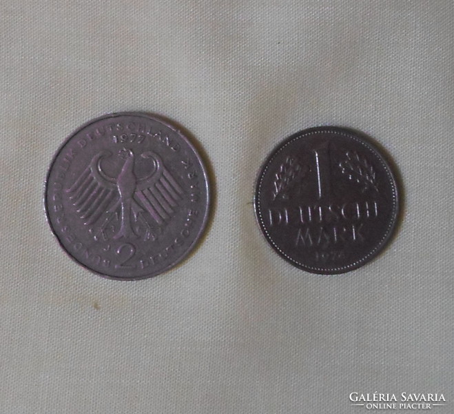 Német pénz – érme, Deutsche Mark (NSZK márka, 1974, 1977)