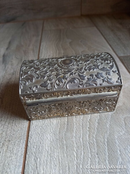 Sumptuous old silver plated jewelery box ii. (10.5X7x5.5 cm)