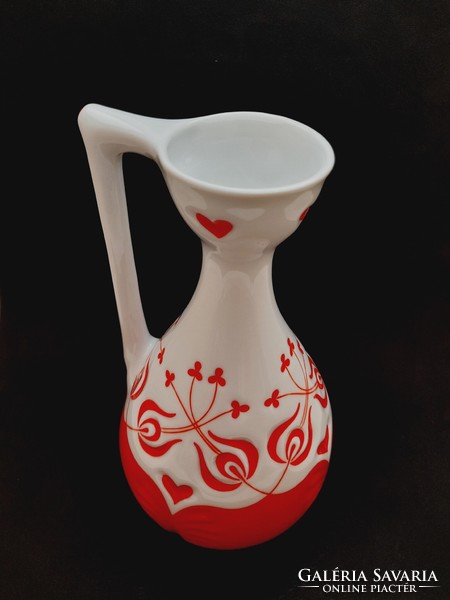 Zsolnay vase with handle, jug with handle with Hungarian pattern, 27.5 cm