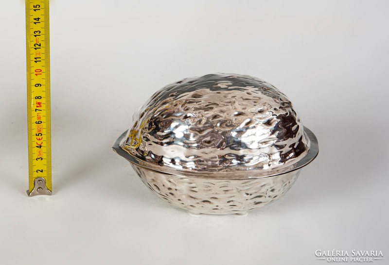 Silver walnut-shaped box