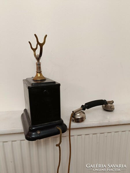 Antique phone desk black metal crank device 961 7649